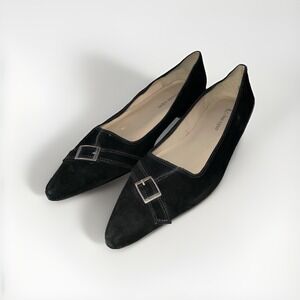 Etienne Aigner Juniper Black Suede Flats Shoes Pointed loafers Size 8 Wide